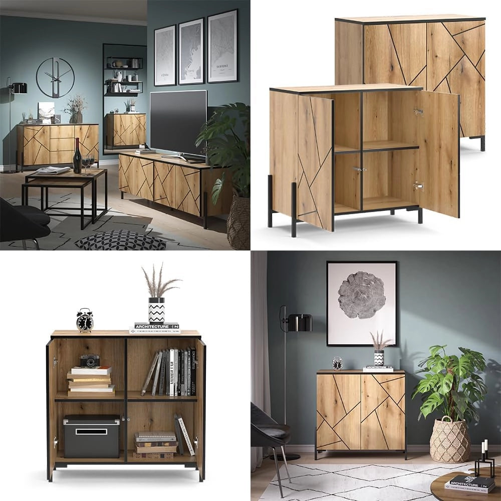 Credenza Hatto, Rovere, 84 x 80.1 cm, adatto per riporre e conservare in camera da letto