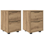 Set di 2 Comodini | Armadio da Notte | Mobiletto da notte Rovere artigianale 30,5 x 30 x 43 cm