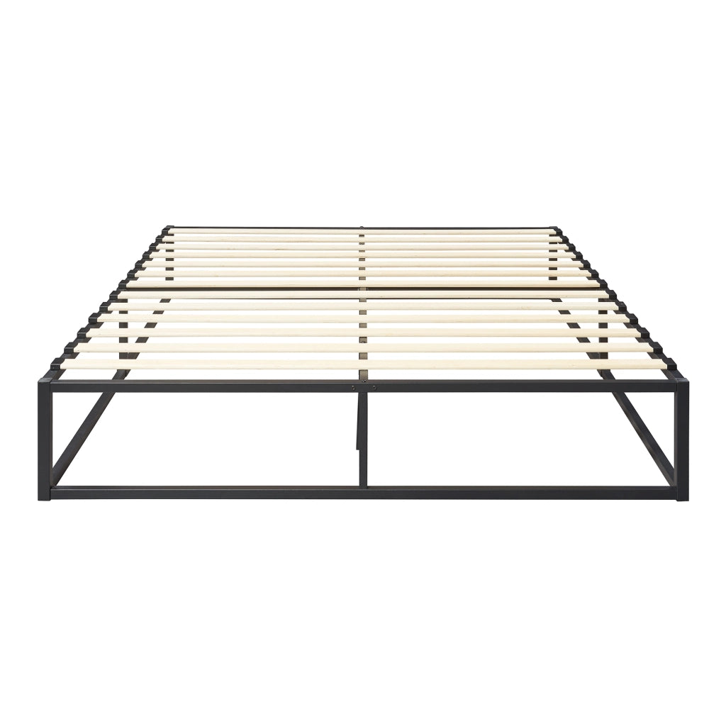 Letto Francese Kreta con Materasso 140 x 200 cm Acciaio Nero [en.casa]