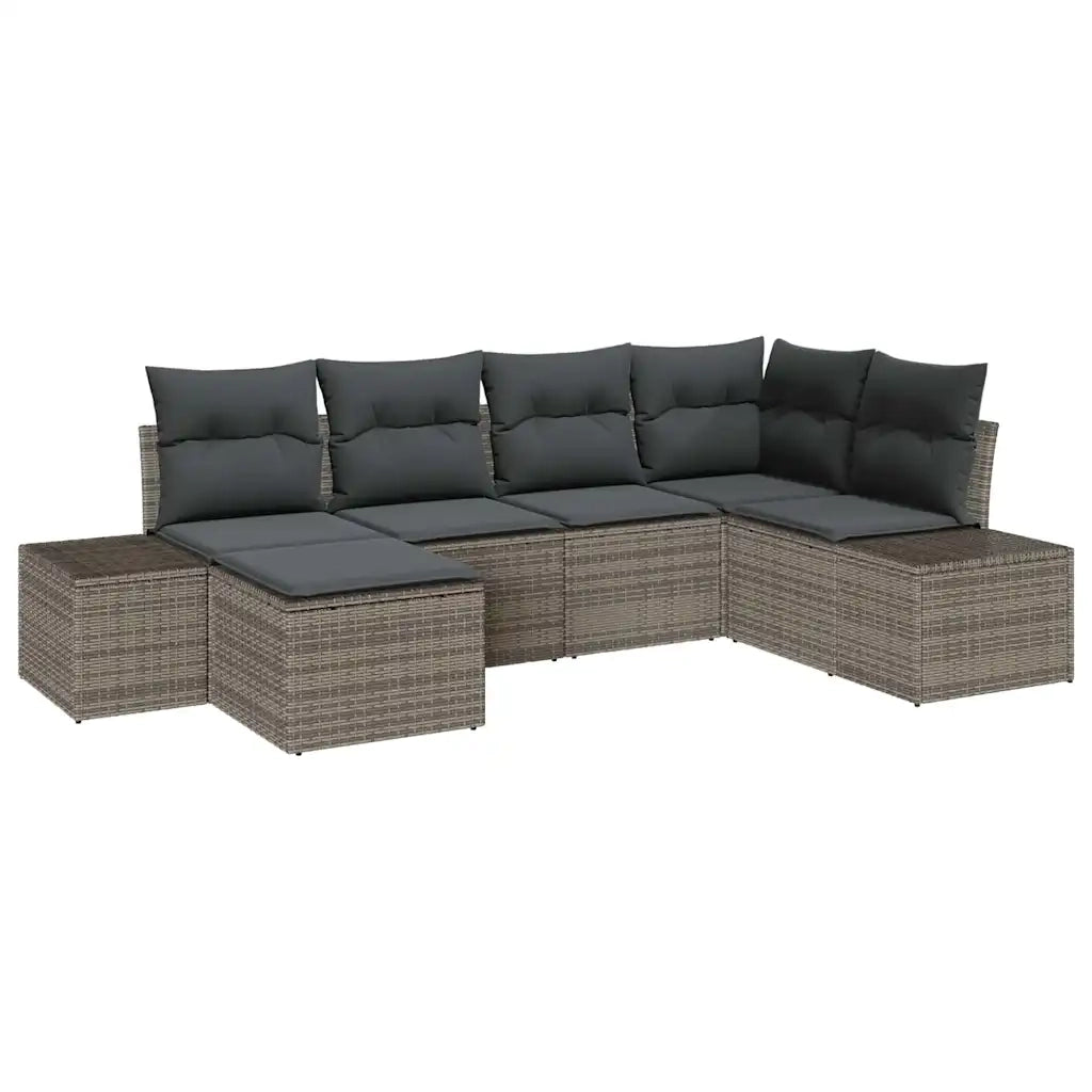 Set Divano da Giardino con cuscino 6 pcs Grigio polyrattan 3347129