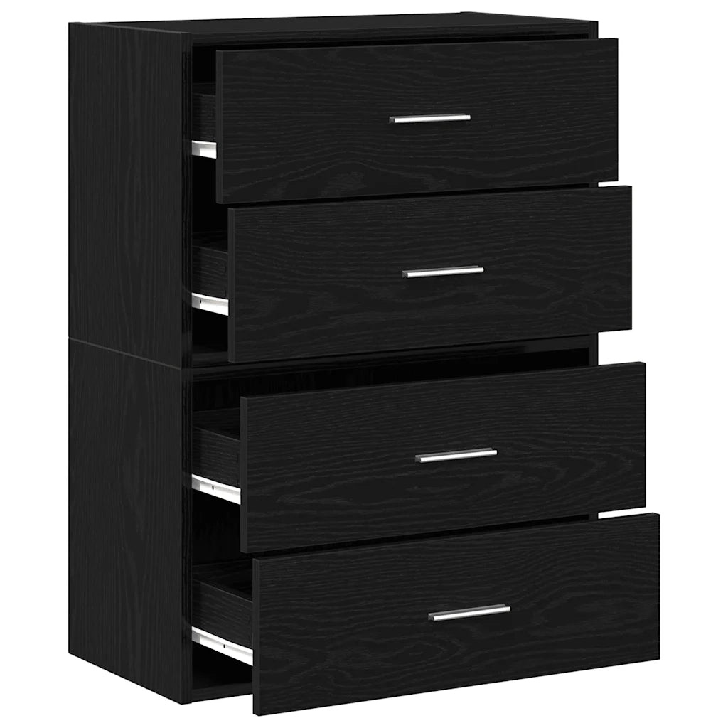 Armadi con 2 Cassetti 2 pz Rovere Nero 60x31x40 cm Truciolato 858824