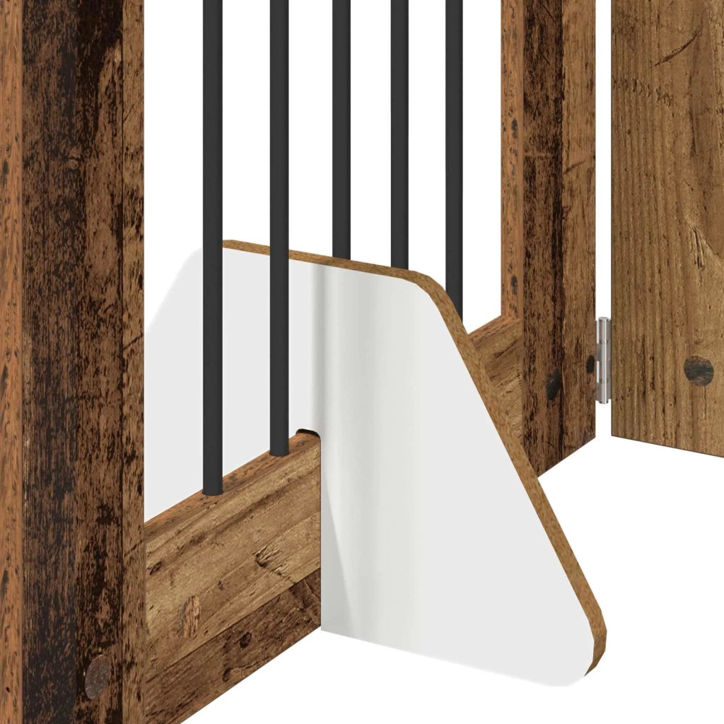 Cancello per cani con supporti 8 pz Legno antico 60 x 60 cm CFW4322005