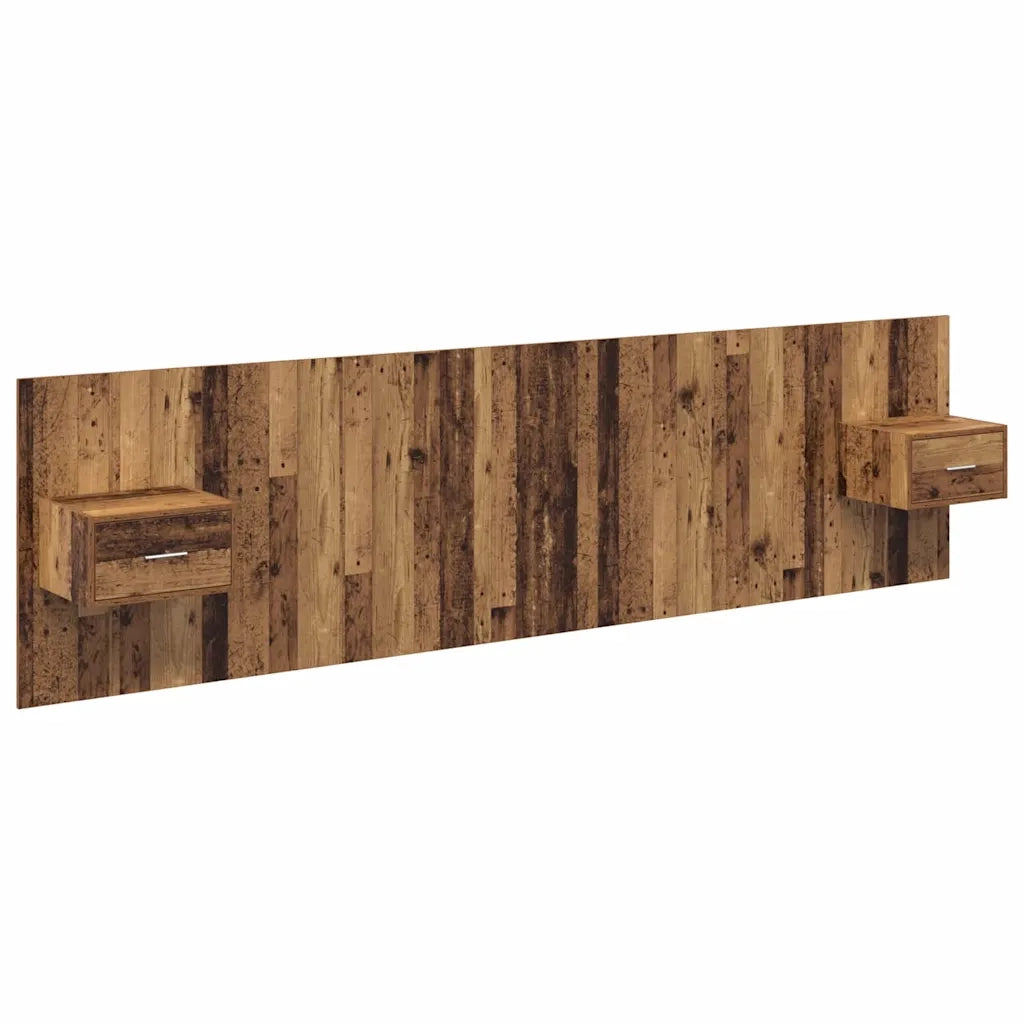 Testata con Comodino 3 pz-Set di 3 Testiera con Contenitore Legno vecchio Legno multistrato 303805