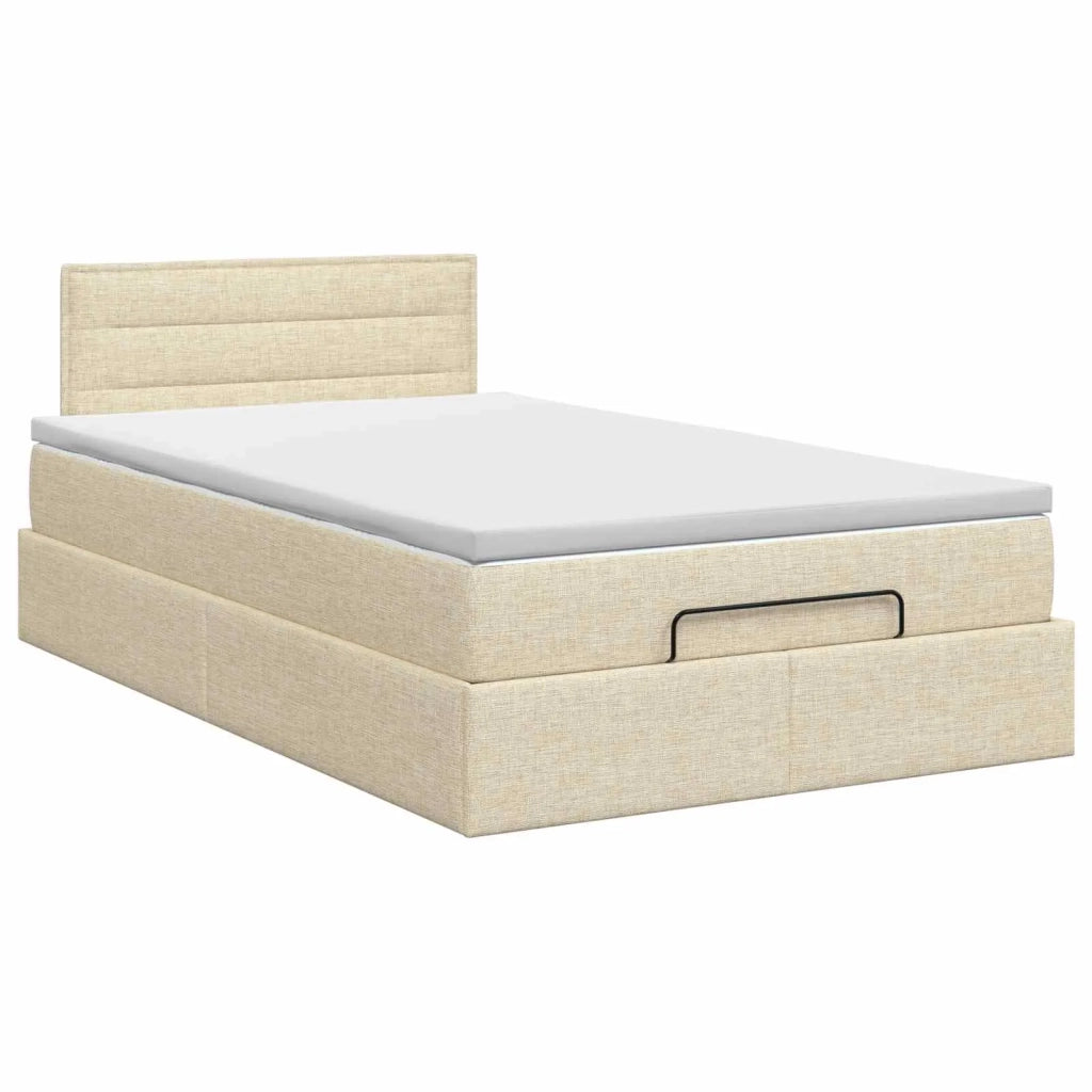 Letto ottomano con materasso Crema 120 x 190 cm Tessuto 3456231