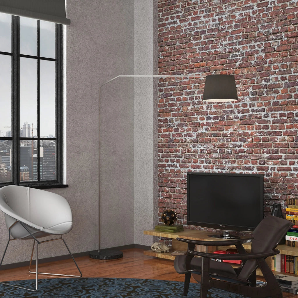 Piantana Contemporanea Slope Marmo Piatto E Diffusore Nero 1 Luce E27