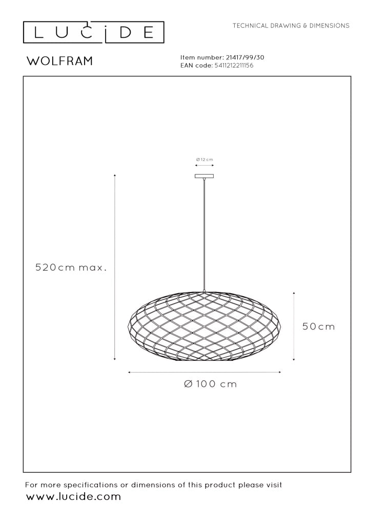 Lampadario nero moderno in metallo Lucide Wolfram 3xE27