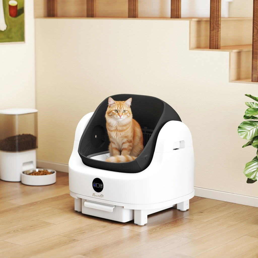 Lettiera per Gatti Autopulente con Design Aperto 50x54x55 cm Sensori di Sicurezza e Deodorante in ABS e PP Bianco
