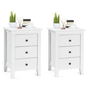 Set di 2 comodini con 3 cassetti per camera da letto-Cassettiera moderna vicino al letto Bianco