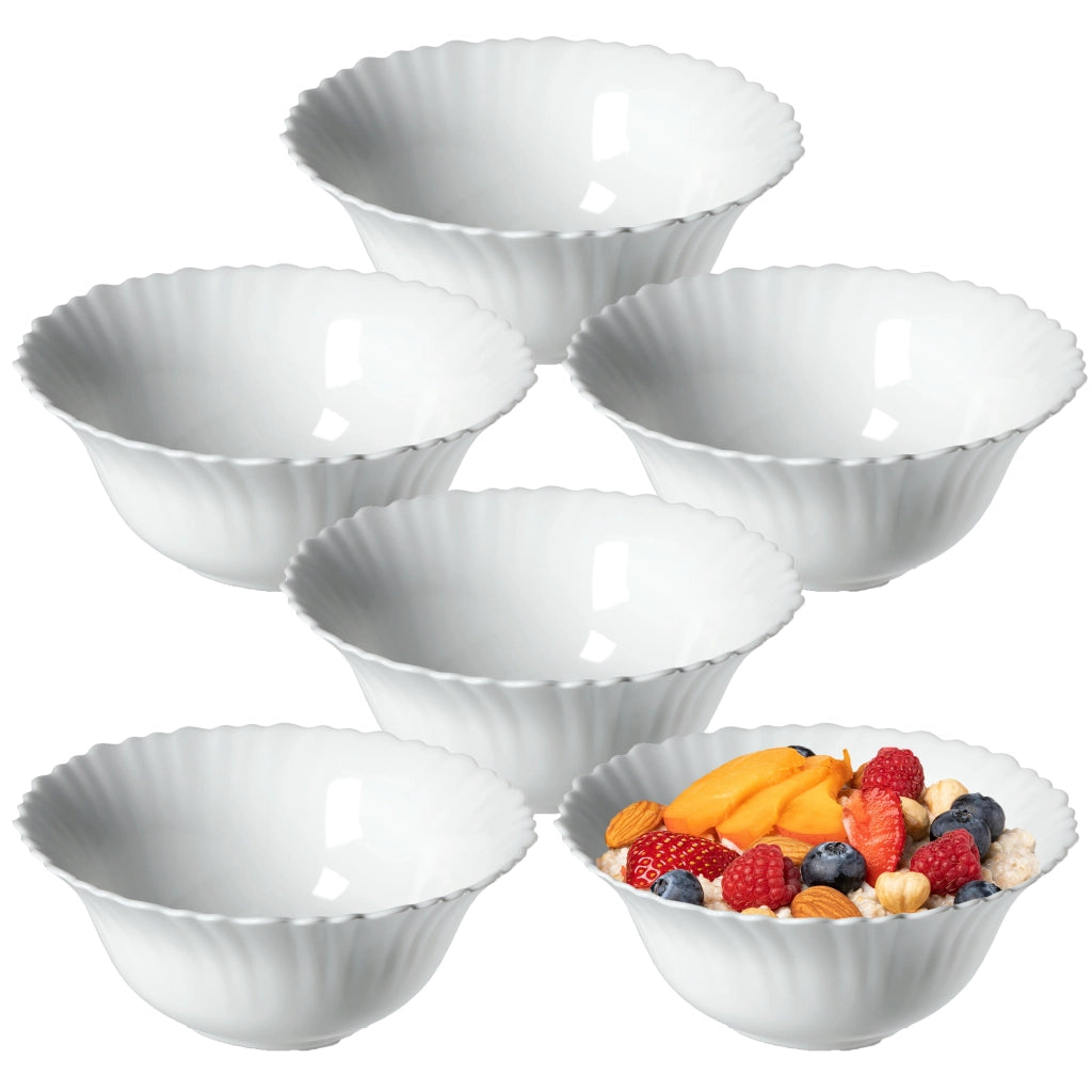 KADAX 6x Ciotola in vetro per insalata Ciotola per snack bianca 16 cm