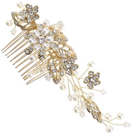 Accessorio per capelli di alta qualità - imitazione perla - cristallo artificiale - accessorio per la sposa - occasioni festive - elegante riflessione - gioiello per capelli