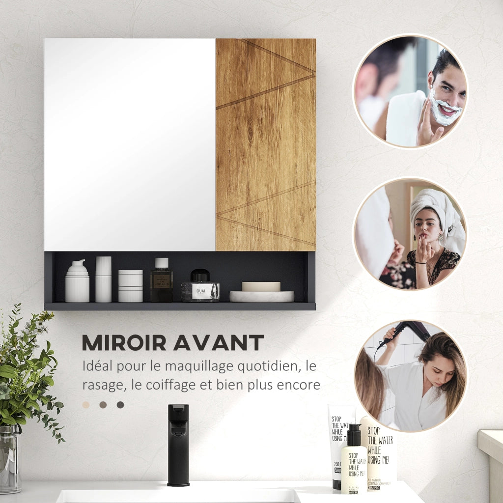 Armadietto da bagno specchio 2 ante ¨C zephmum ¨C naturale 55x17x55 cm