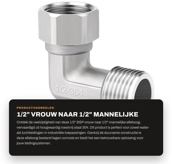 Fitting BSP 1/2" femmina-maschio in acciaio inossidabile 304 - connettore flessibile - industriale - alta qualità - eccellente servizio