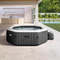 28438EX - Spa Bubble Ottagonale Cm 211X71, 6 Posti, Con Pompa, Riscaldatore, Sistema Di Purificazione Acqua, 140 Getti, Telo Base, Telo Copertura, Dispenser Di Cloro