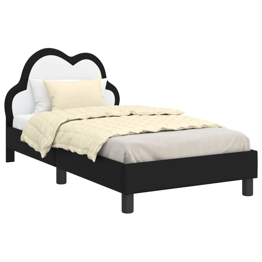 Struttura letto Bambini | Letto Infantile | Lettino con testata Nero 80 x 160 cm PU