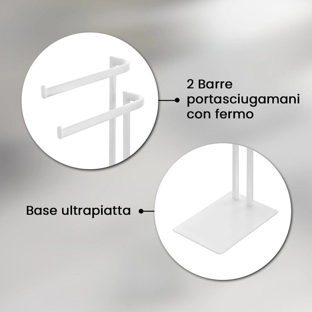 Piantana portasciugamani da appoggio in acciaio bianco opaco Fusion