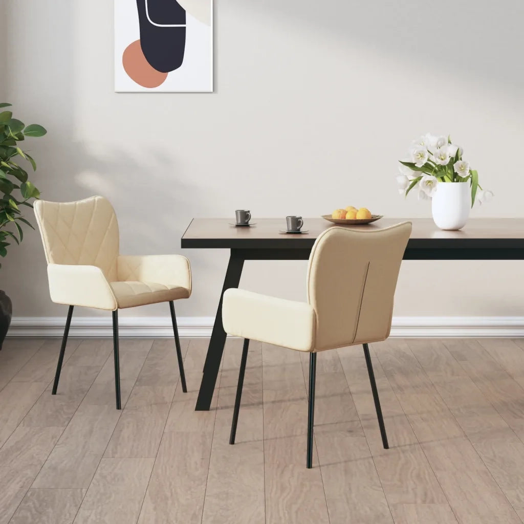 Sedie da Pranzo 2 pz | Sedie da cucina Crema in Tessuto