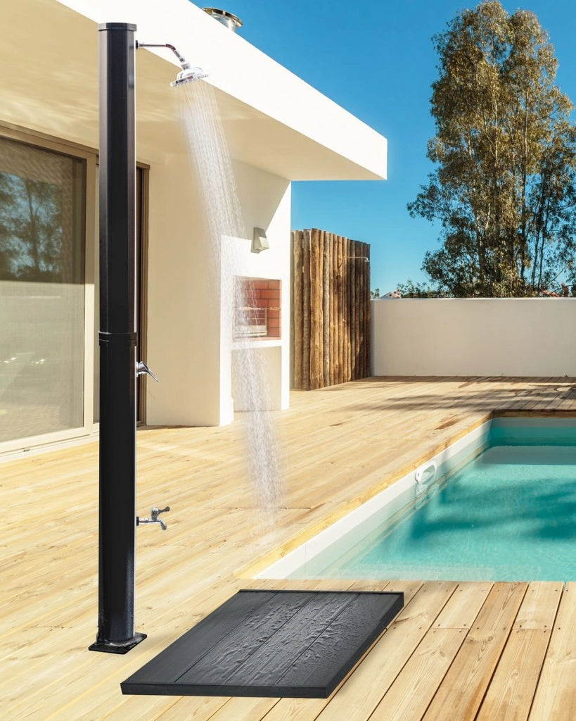 Set doccia miscelatore da esterno in PVC nero con funzione pioggia alimentato ad energia solare Giardino moderno