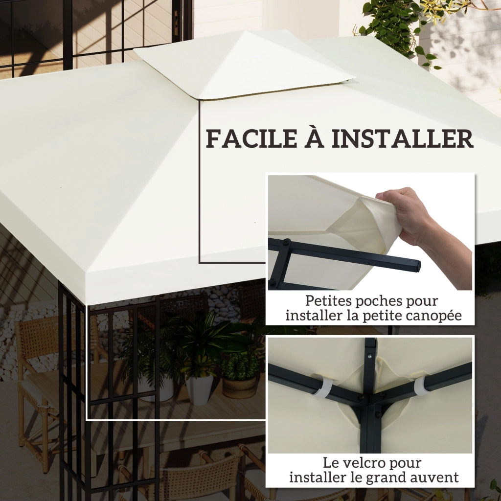 Telo di Ricambio per Gazebo 3x3 m ¨C zephmum ¨C Crema