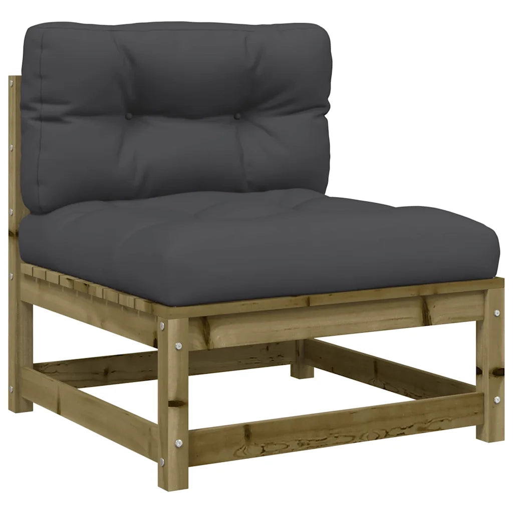 Divano Giardino Senza Braccioli Cuscini-Sofa da Giardino-Divanetto da esterno Legno Pino Impregnato 999525