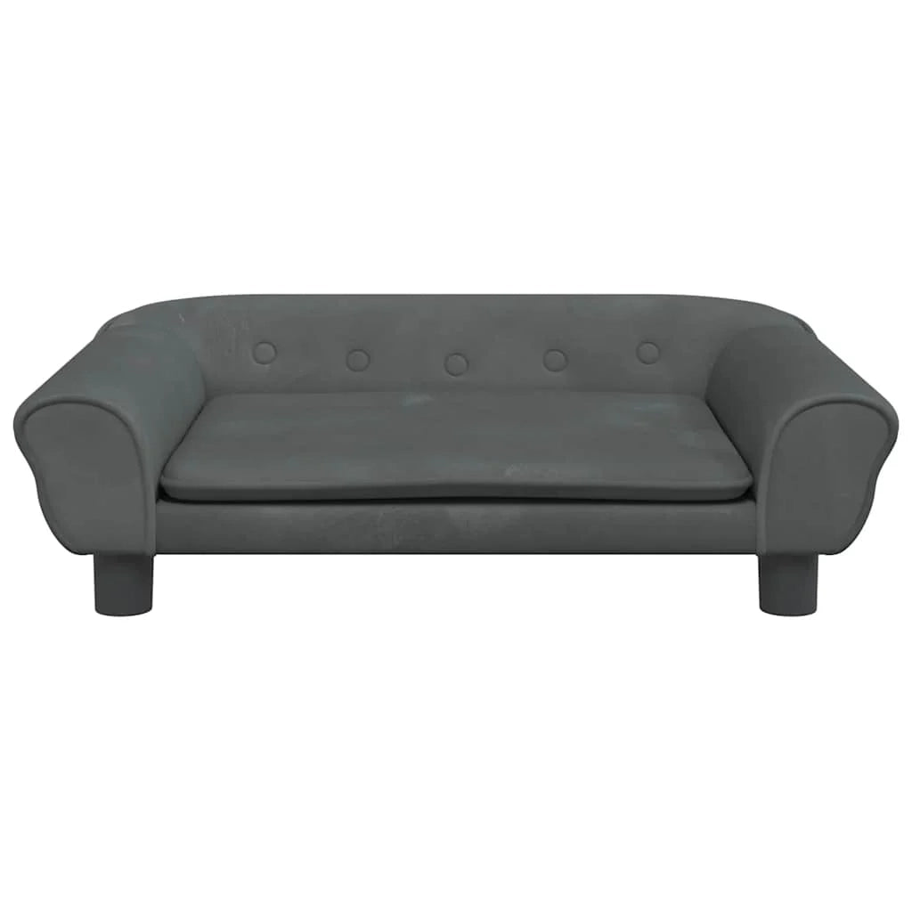 Cuccia per cani comoda cesta da divano scura 70 x 48 x 22 cm velluto grigio 02_0043178