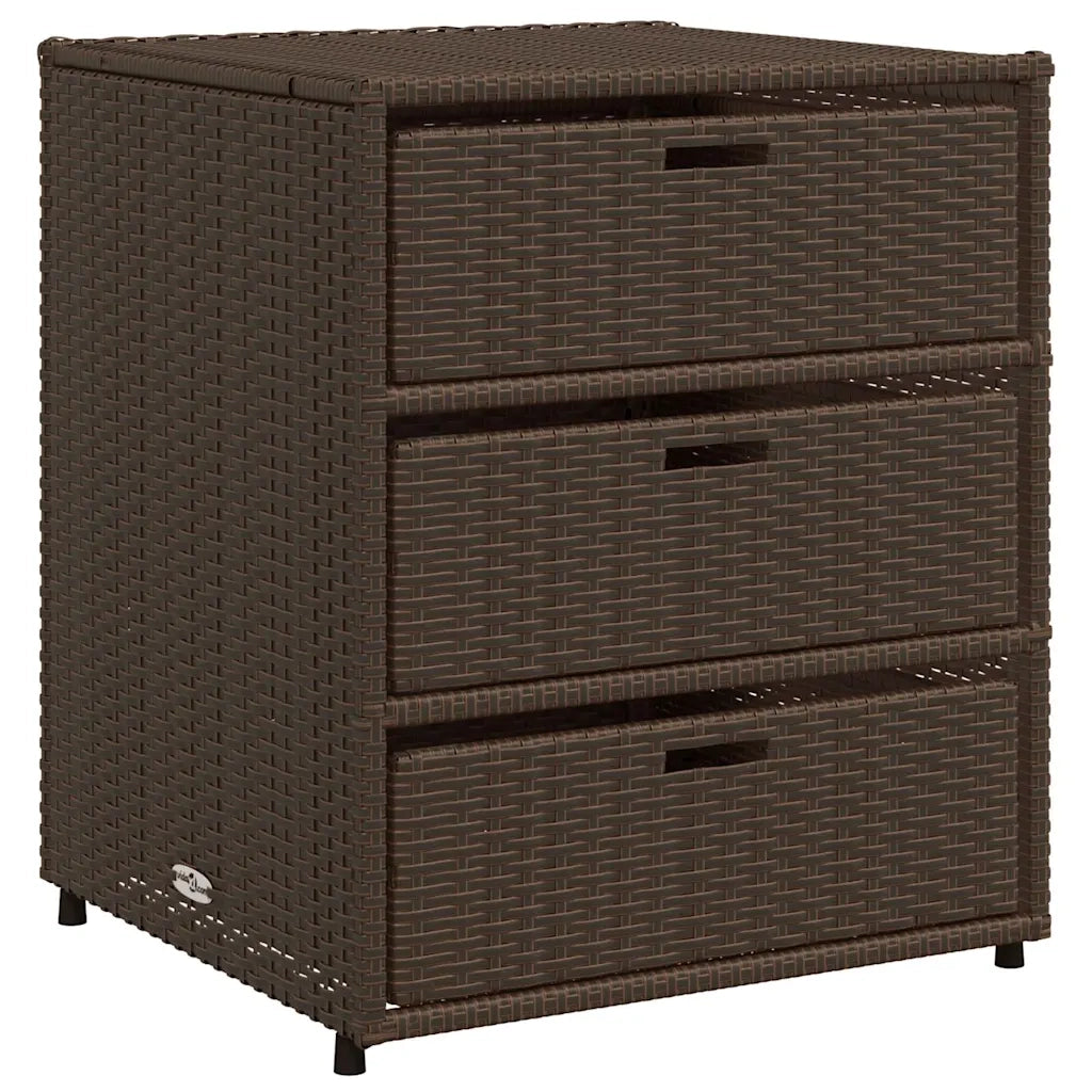 Mobile contenitore da giardino 55 x 59 x 69 cm 3 cassetti design moderno resina intrecciata marrone 02_0047429