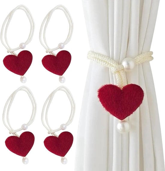 Decorazioni per tende in forma di cuore - 4 pezzi di piuma, ideale per casa, ufficio e decorazione di finestre
