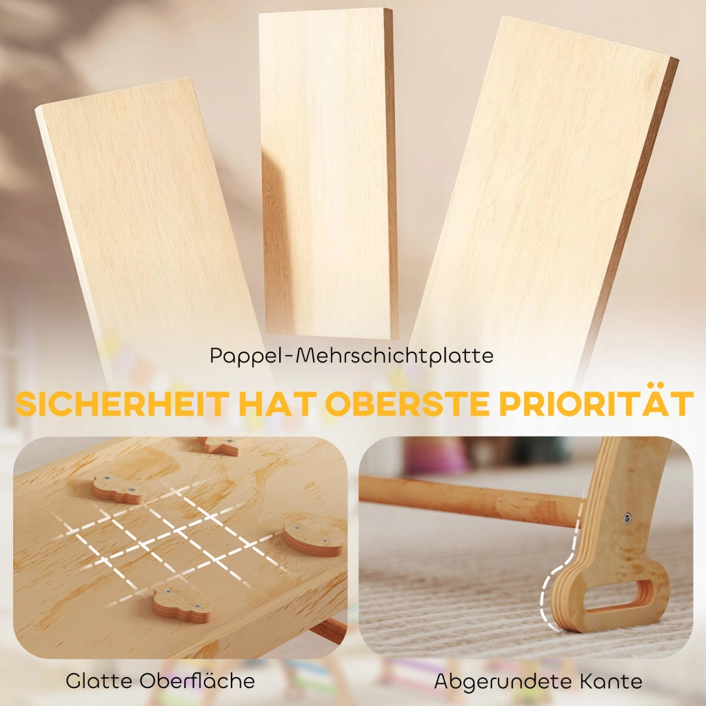 Casetta con Scivolo e Scaletta per Bambini ¨C zephmum ¨C Legno Naturale 90x140x120