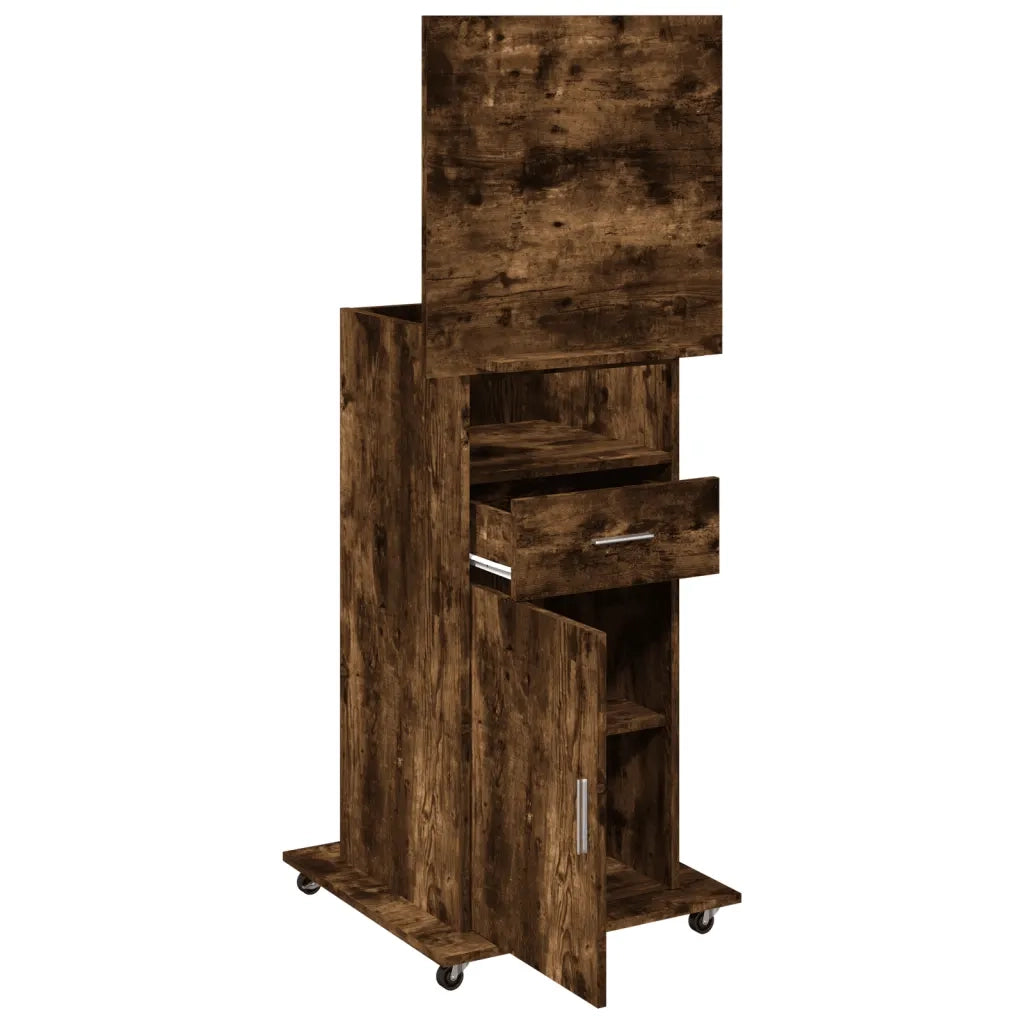 Leggio con Ruote e Cassetto Rovere Fumo 55x55x107cm Multistrato CFW4487663