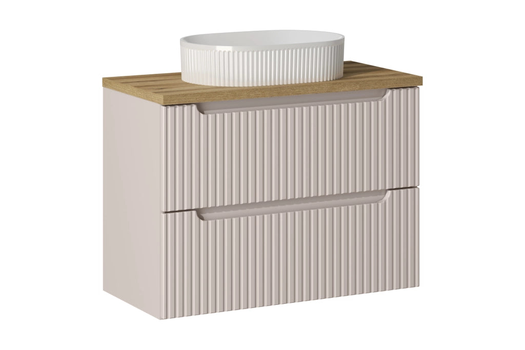 Set mobili bagno 80 cm con piano e lavabo da appoggio Beyond Nova Cashmere 80 x 1401 x 40 cm