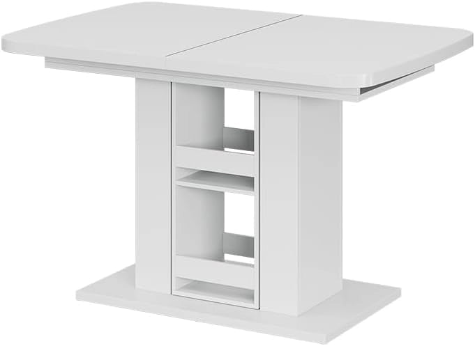 tavolo da pranzo allungabile Fenaro, Bianco, 120 x 80 cm, allungabile con estrazione sincronizzata per lunghezza tavolo variabile