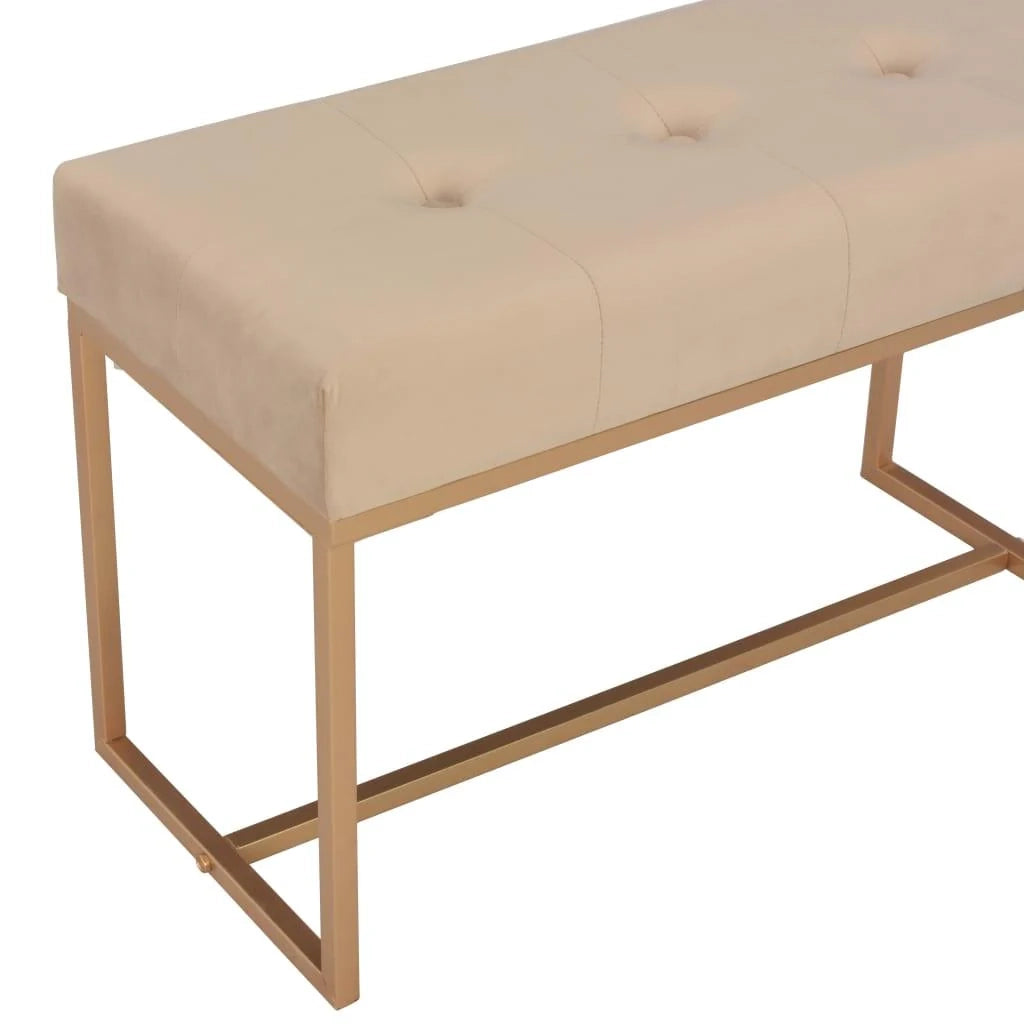 Panca pouf sgabello arredo panca 80 cm velluto beige 3002049