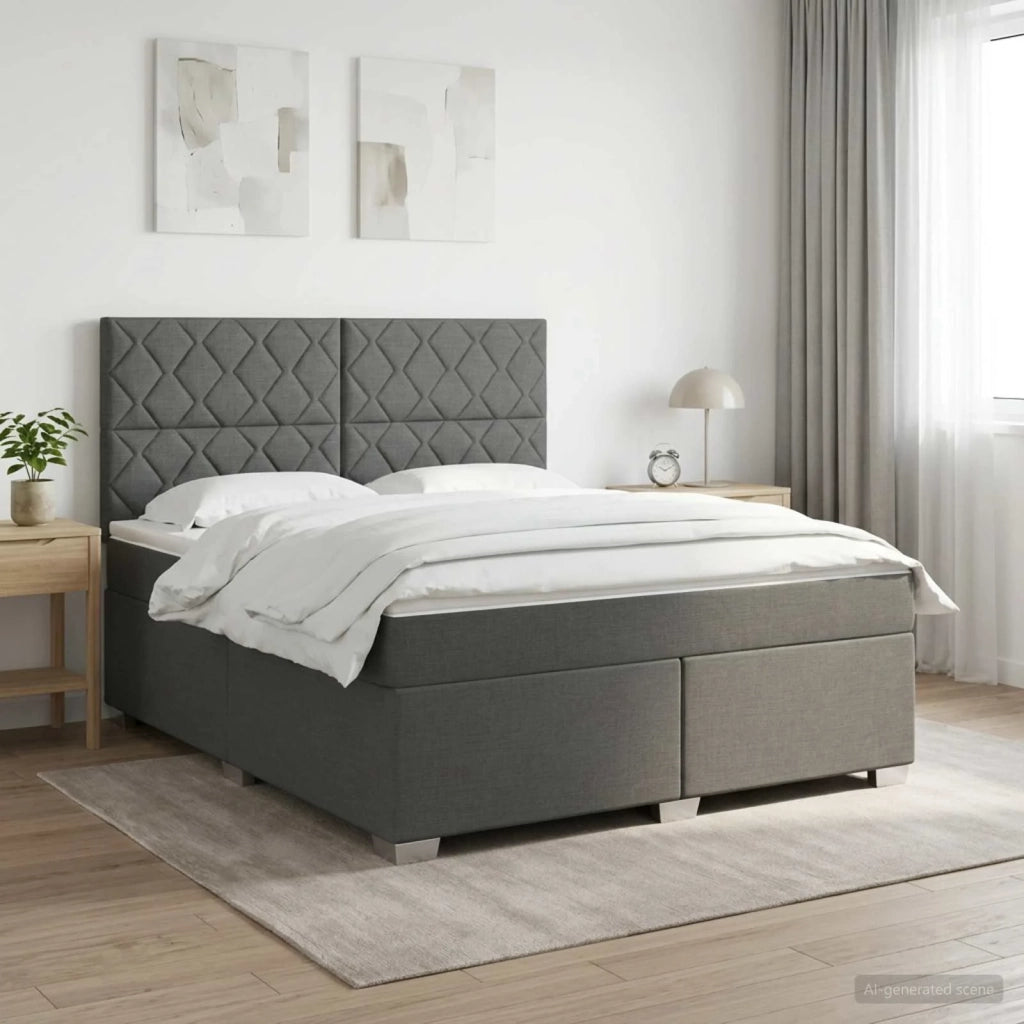 Letto box spring con materasso Grigio Scuro 160 x 200 cm 3454916
