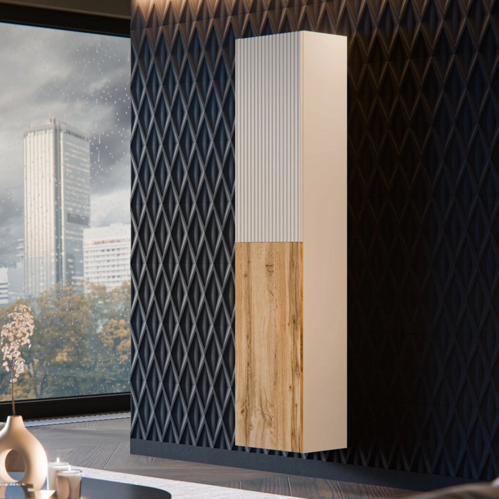Vetrina Longano, Beige e Rovere