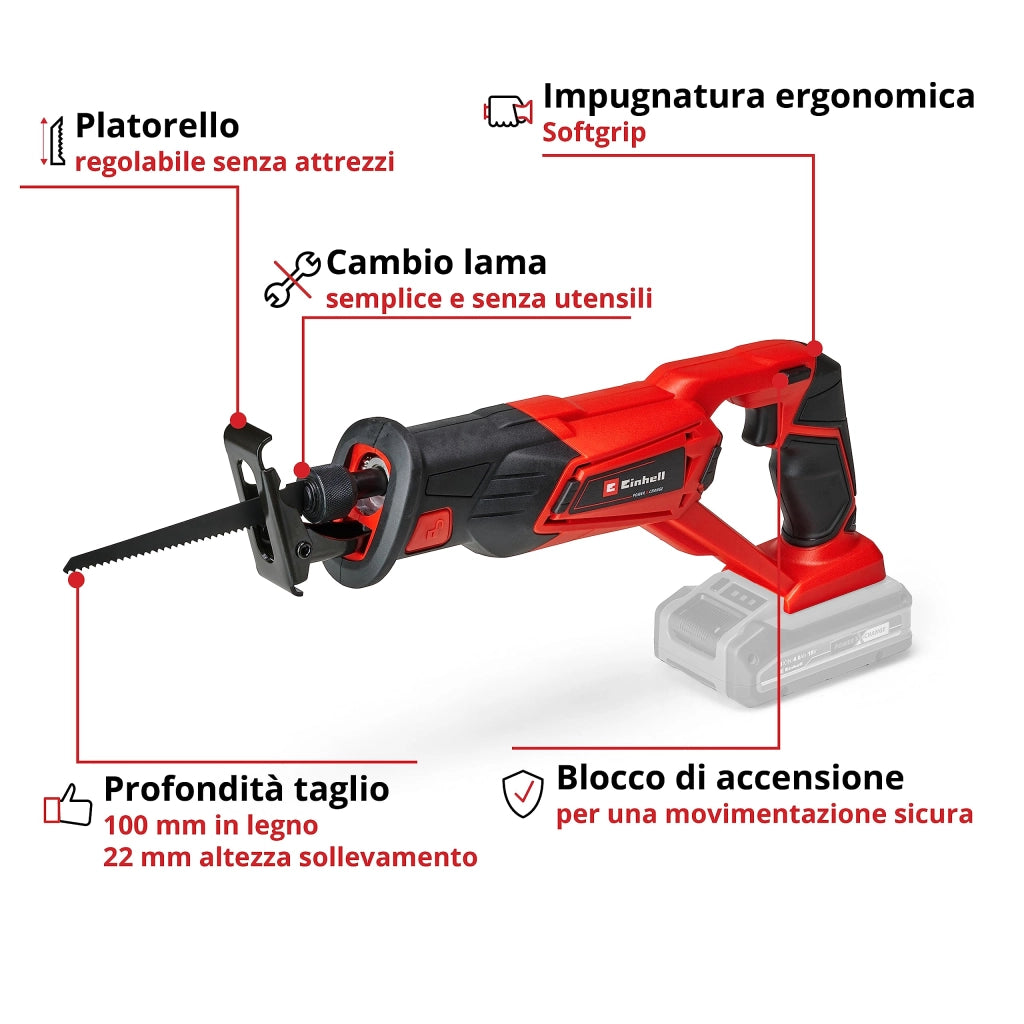 Sega a Gattuccio a Batteria TE Ap 18 Li Solo 18 V Einhell