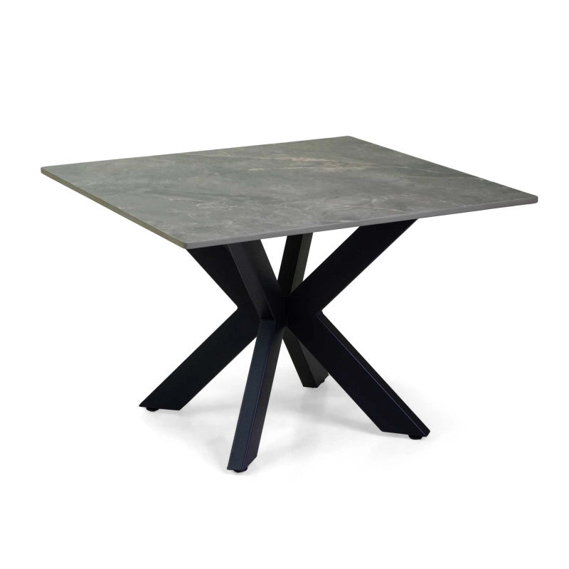 Tavolino Metallo Top Pietra Sinterizzata Grigio Cm 65x65h45