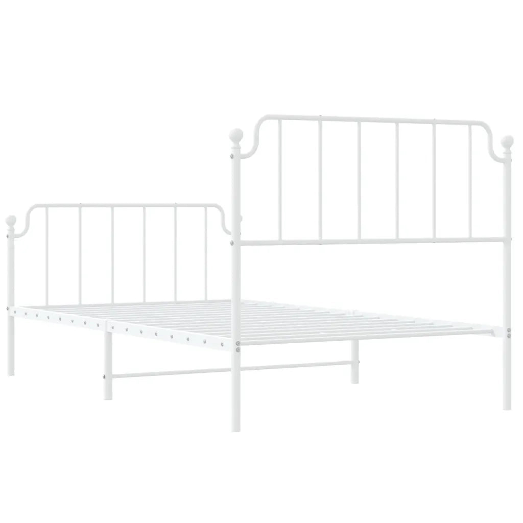 Giroletto con Testiera e Pediera Metallo Bianco 107x203 cm 373950