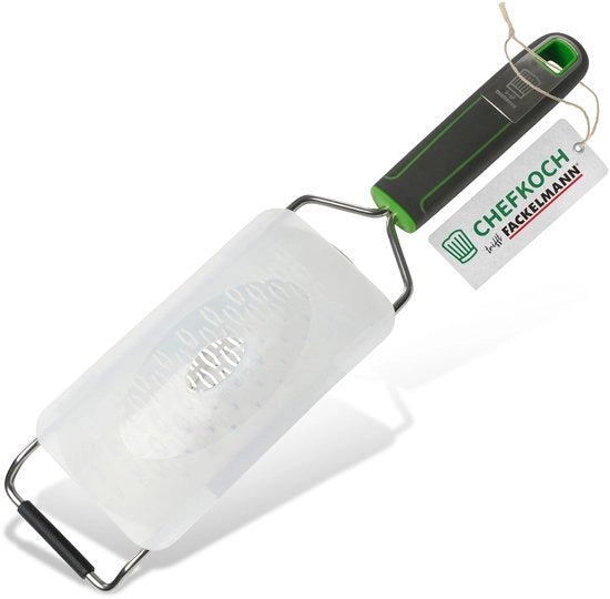 Raspia Mano Premium – Superficie a doppia lamina lisciata, ergonomico con impugnatura morbida, extra affilata, per formaggi, cioccolato e altro, inclusa protezione per coltello