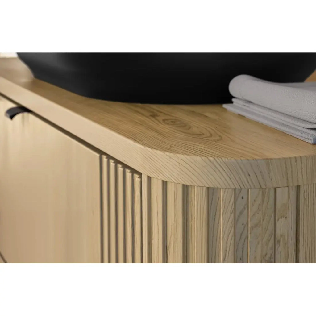 Set da bagno KORI: mobile sottolavabo 100cm + piano d'appoggio + lavabo da appoggio