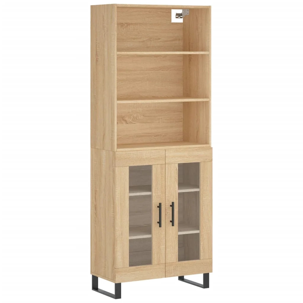 Buffet credenza cassettiera armadio mobile contenitore organizer cucina soggiorno salotto rovere Sonoma alto 69,5 x 34 x 180 cm legno ingegnerizzato marrone 02_0034187