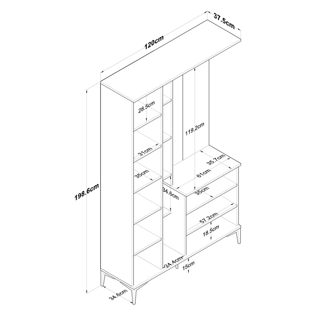 Priero, Mobile da Ingresso Specchio Incluso, 120x38x199h cm Bianco