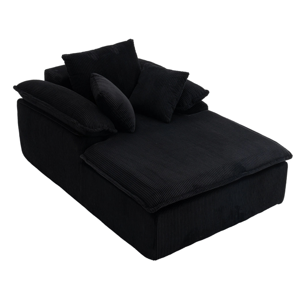 Divano lounge senza telaio in velluto a coste nero 177 cm
