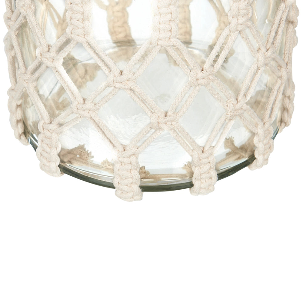 Lanterna in vetro per candela stile boho macramè barattolo di vetro decorazione per interni 31x20cm
