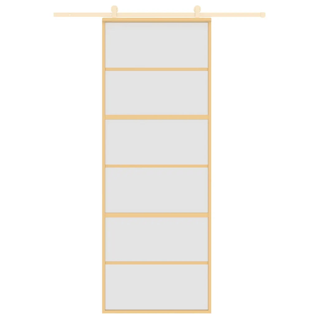 Porta Scorrevole Dorata 76x205 Vetro Smerigliato ESG Alluminio 155163