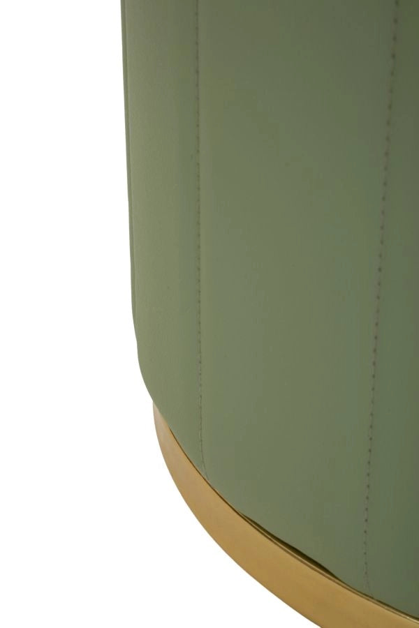 Puff con Contenitore London Verde Ø46,5x44 cm in Pino e MDF e Spugna e Metallo e PU