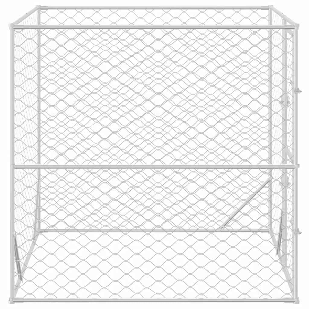 Recinto per cani da esterno in acciaio zincato 2 x 2 x 2 m Silver 02_0041893
