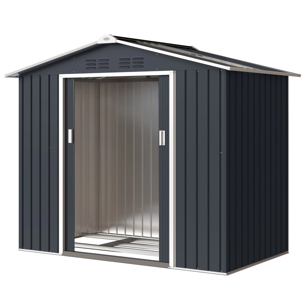 Casetta da Giardino in Metallo ¨C Zephmum ¨C Grigio Scuro 213x130x185 cm
