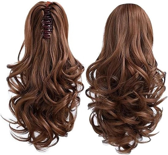 Estensione di Coda per Capelli Femminili - Fili Sintetici Invisibili in Caffè Scuro per Look Naturale
