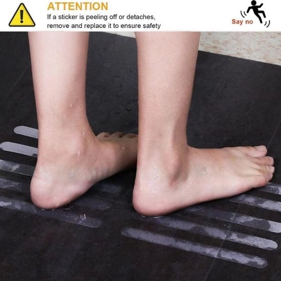 24 strisce antiscivolo per sicurezza bagno e pavimento antiscivolo doccia - Grigio - Incluso raschietto - Per bagno, scale e piscine