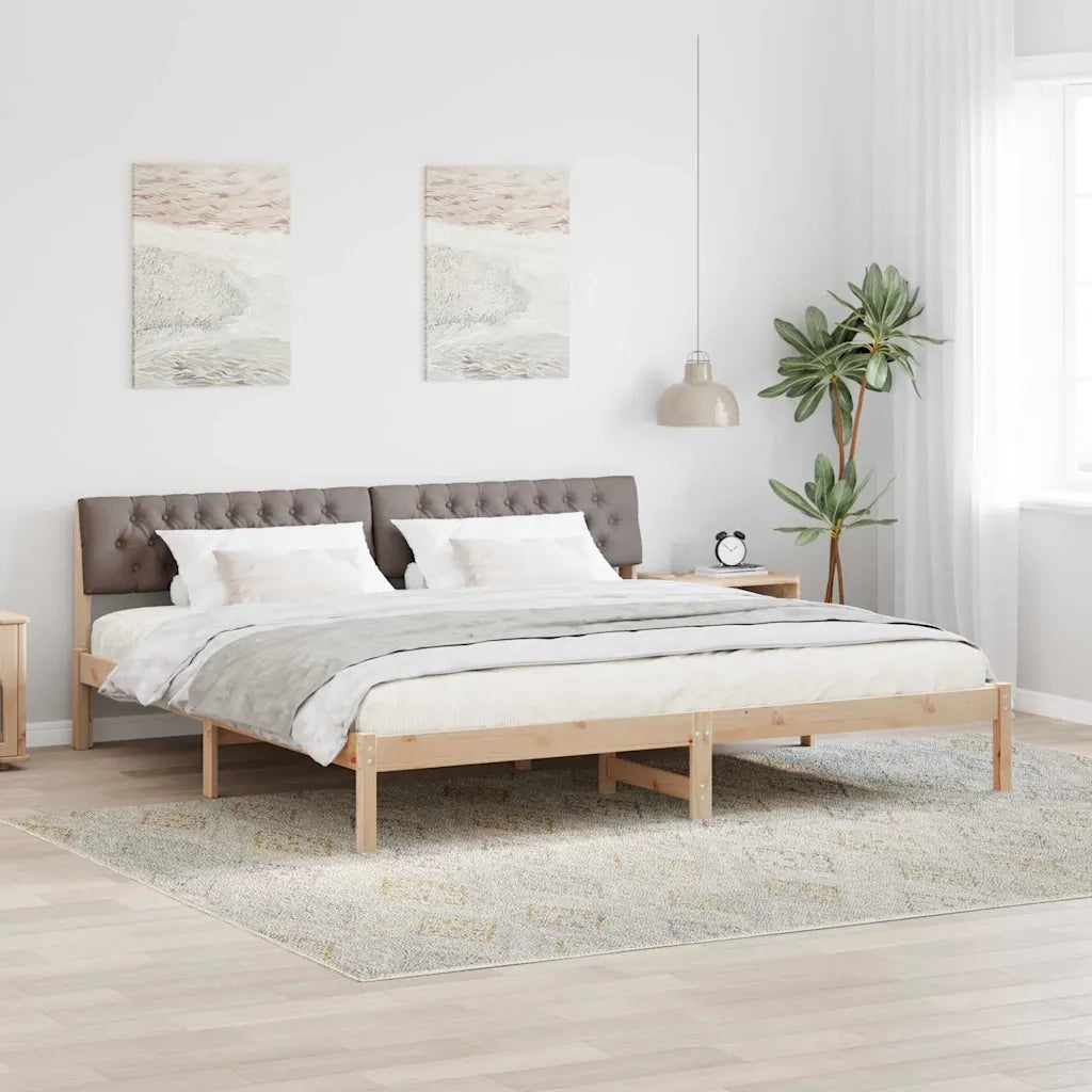 Struttura del Letto con testiera Marrone e taupe 200 x 200 cm