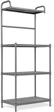 Scaffale da Cucina per Forno a Microonde, Scaffalatura Metallo Salvaspazio a 4 Ripiani, per Soggiorno, Ufficio, Camera da Letto, Portata 100kg, 60 x 34 x 136 cm